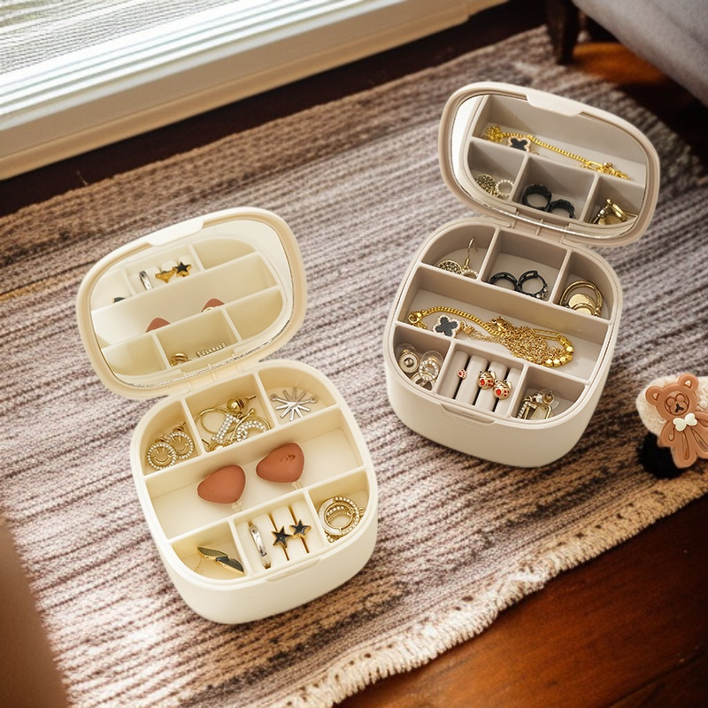 日本二層ポータブルジュエリー口紅ボックス旅行収納ボックスイヤリングネックレスジュエリーボックスコンパクトリングジュエリーボックス