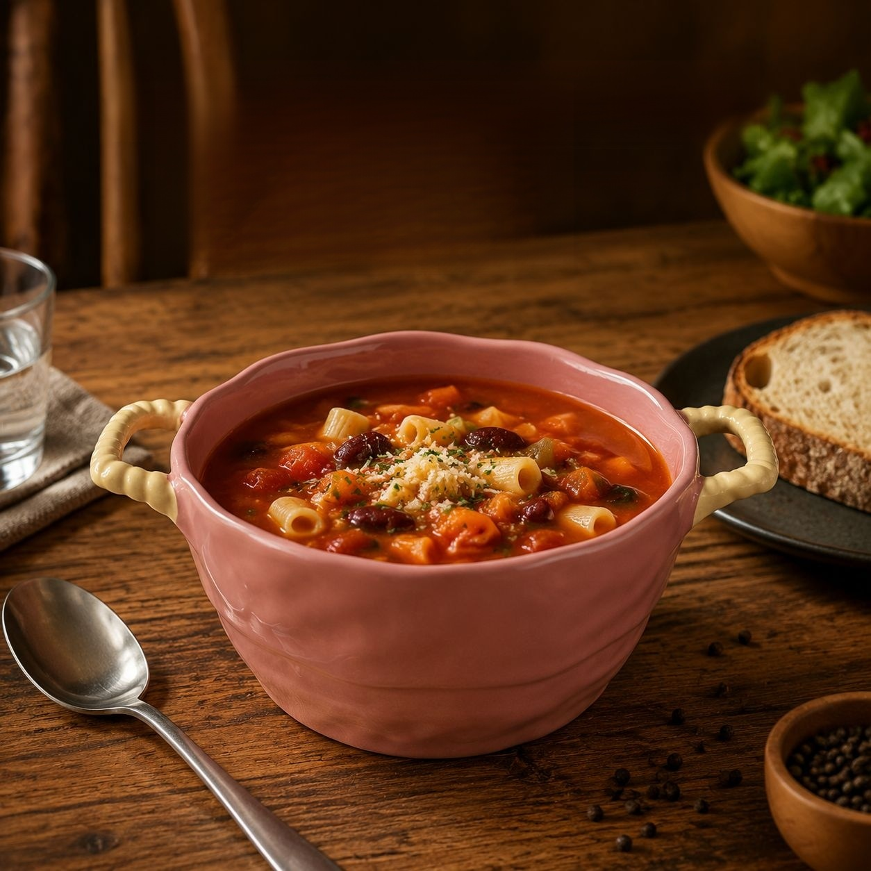 Large Ceramic Double-Handle Soup and Noodle Bowl