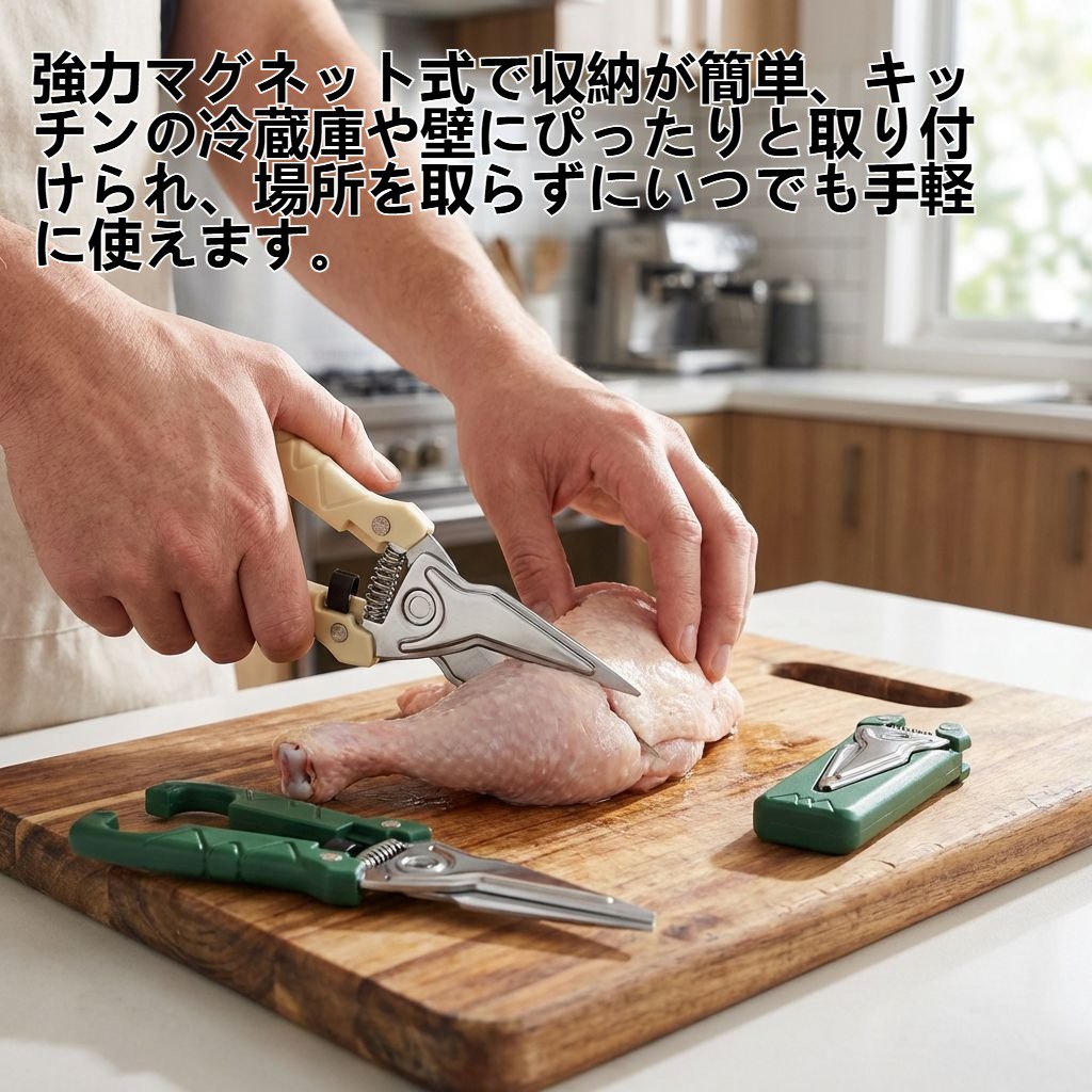 多機能マグネット式鶏骨切りばさみ