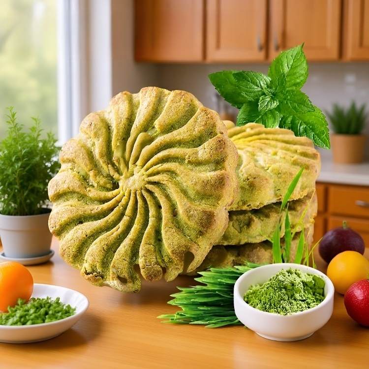 小豆、大麦、大麦若葉の食事代替ビスケット