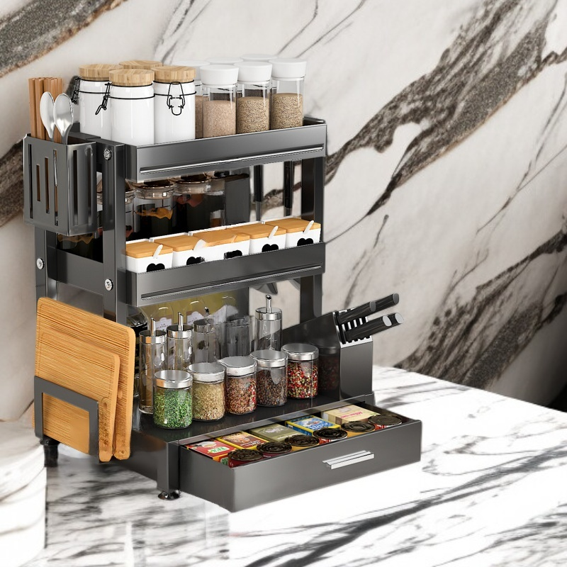 Easy-access organizer for spices on countertop