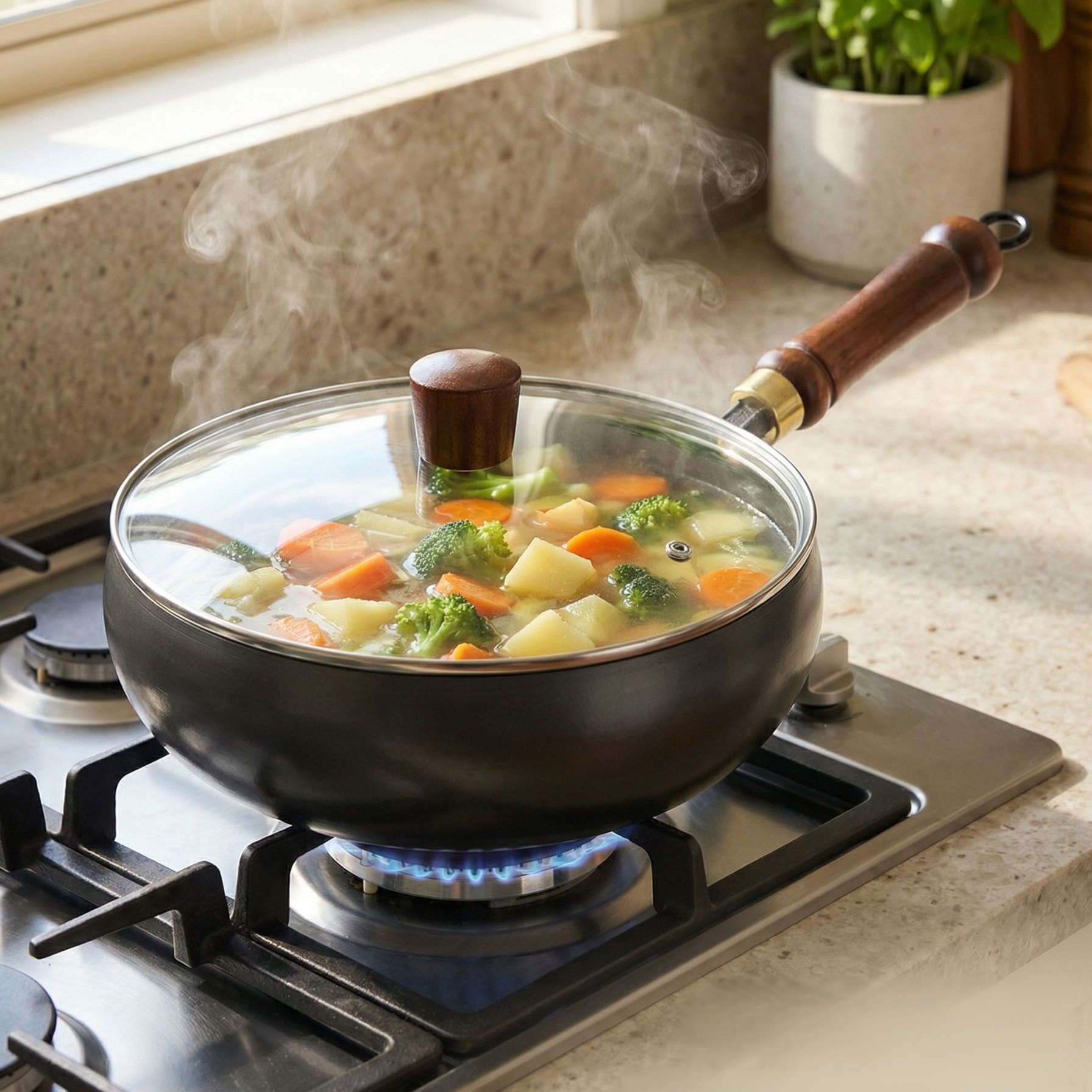 Traditional non-stick cast iron wok