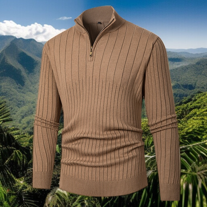 남자 반폴라니트 폴라지퍼 긴팔 솔리드 풀오버 남자 반폴라니트 세트
