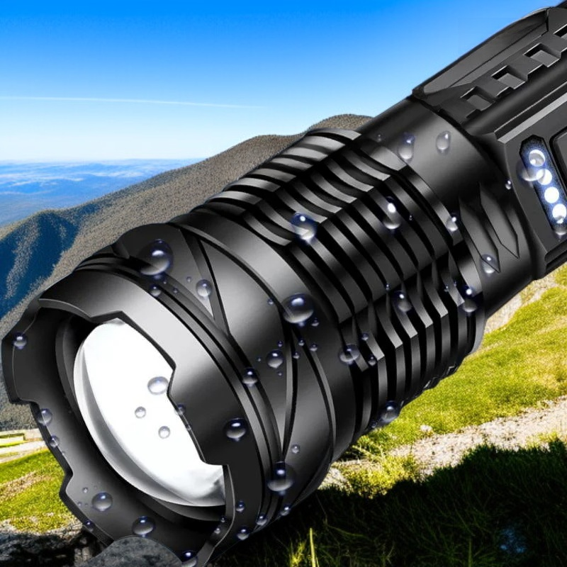 Linterna láser blanca de 30W, recargable por USB, para iluminación exterior