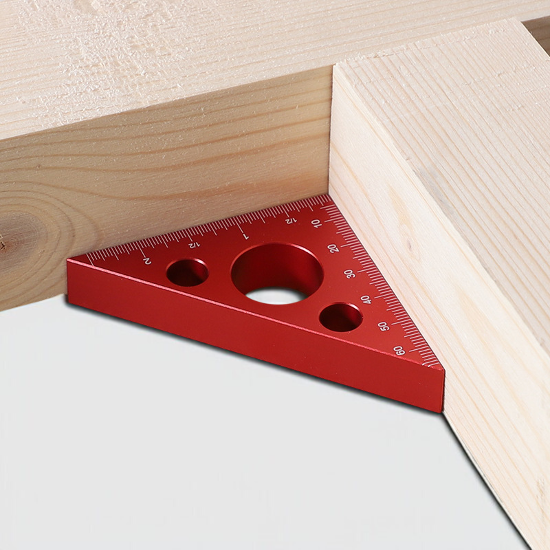 木工用具 直角三角形厚物定規 アルミニウム合金製厚型アングルゲージメトリックインペリアル高さ測定三角定規