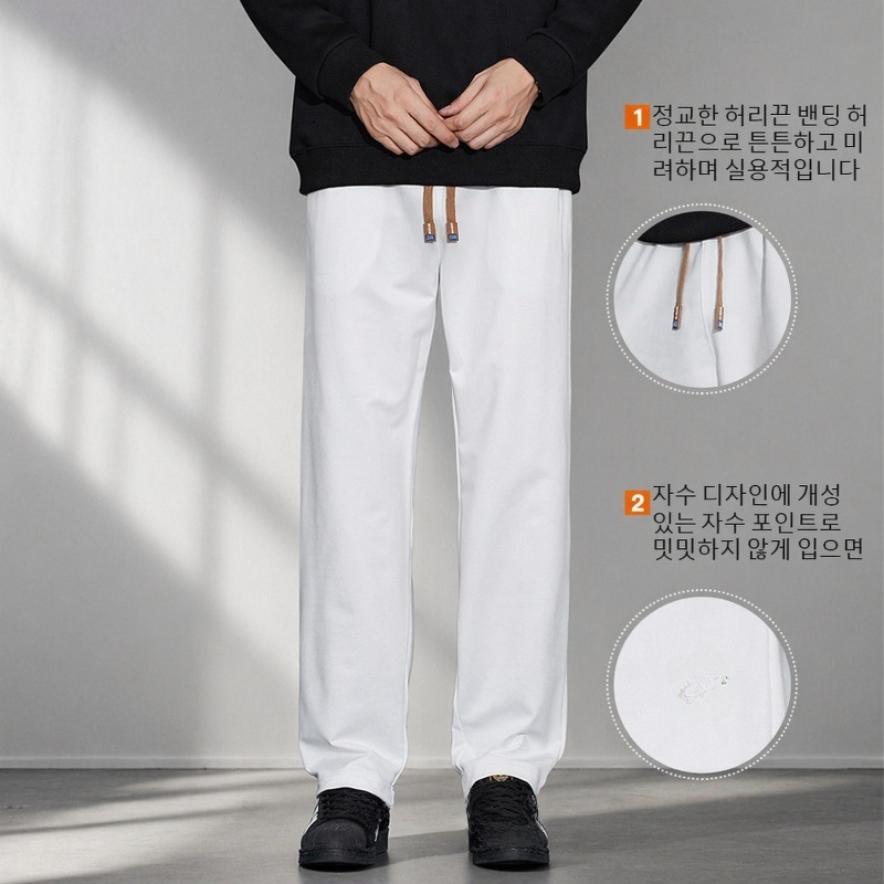 남성용 베이직 스트레이트 캐주얼 팬츠 봄여름용