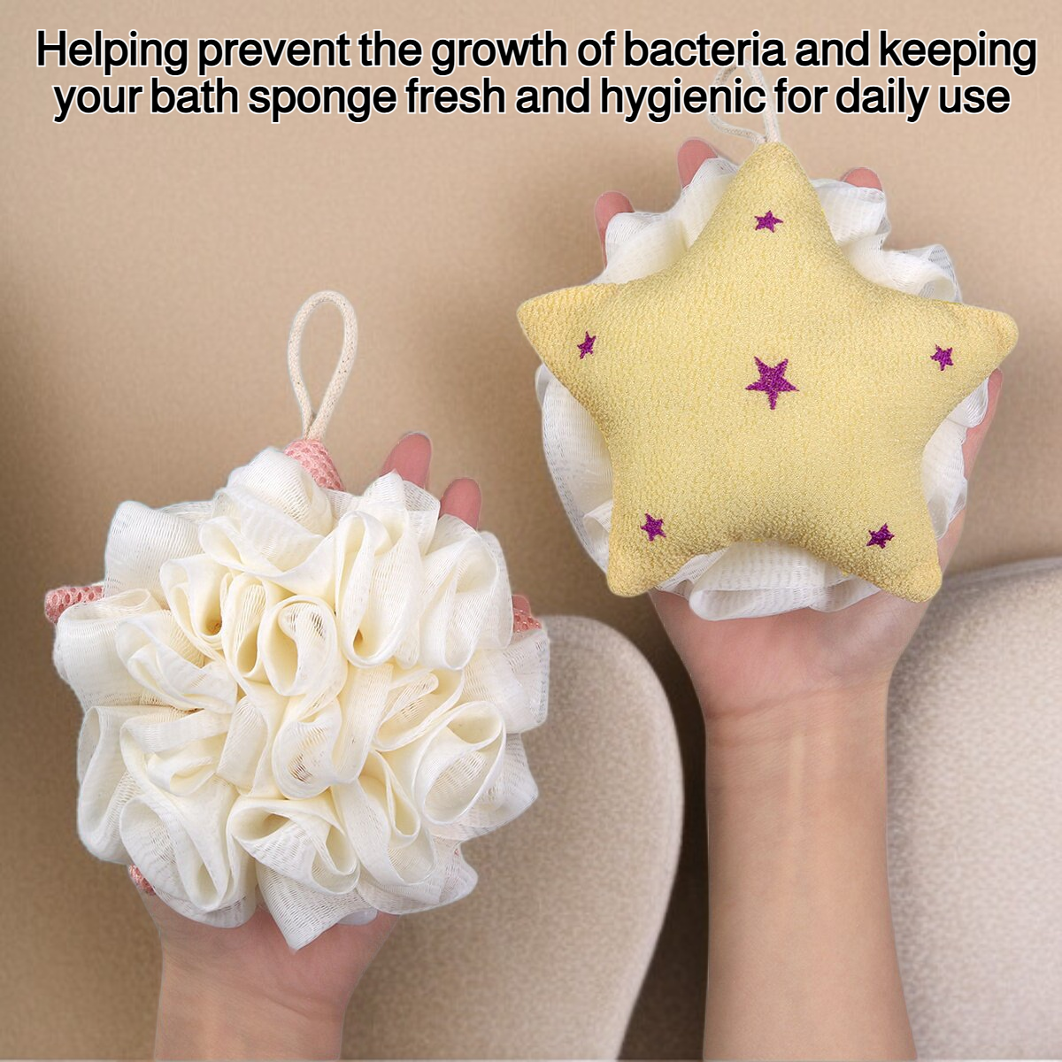 Star-shaped bath sponge for gentle cleansing