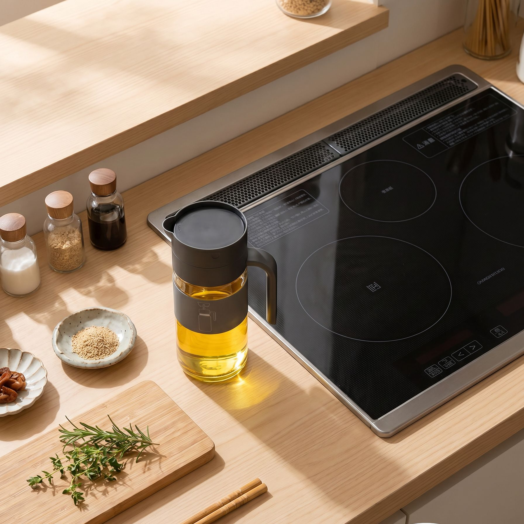 新型自動開閉オイルボトル調味料入れ
