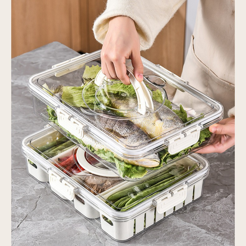 八分割密封冷蔵庫収納ボックス