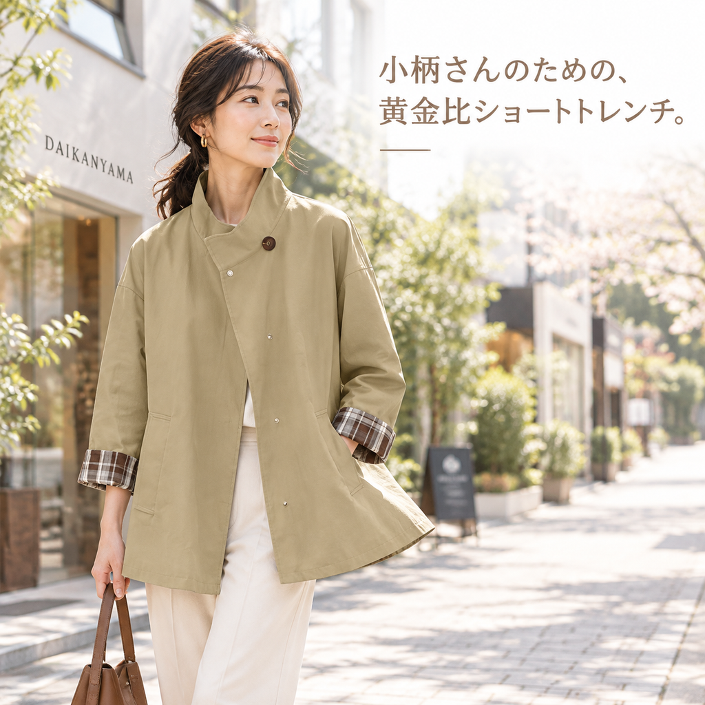 春秋新作 レディースショートトレンチコート