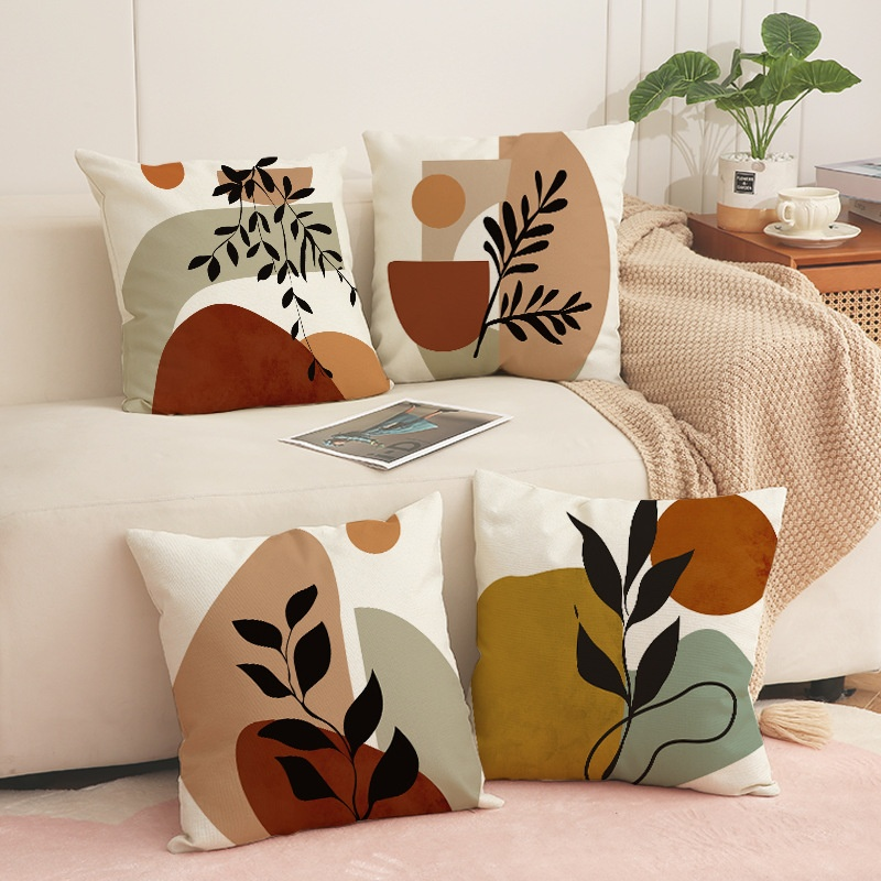 Olive leaf sunset linen pillowcase