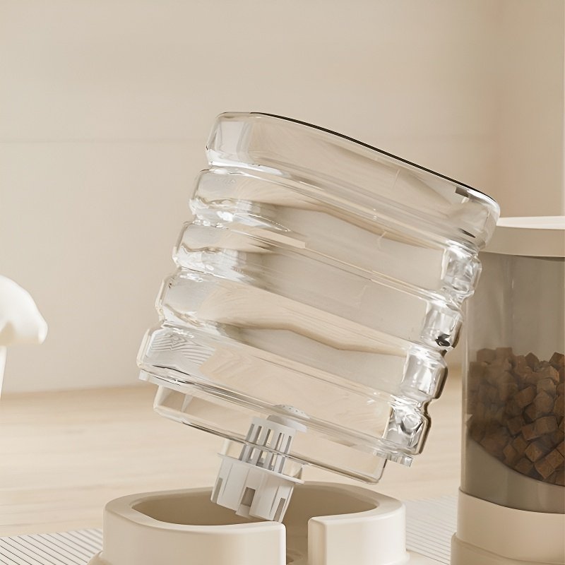 เครื่องให้อาหารสัตว์เลี้ยงอัตโนมัติ ถ้วยน้ำคู่ ขนาดใหญ่