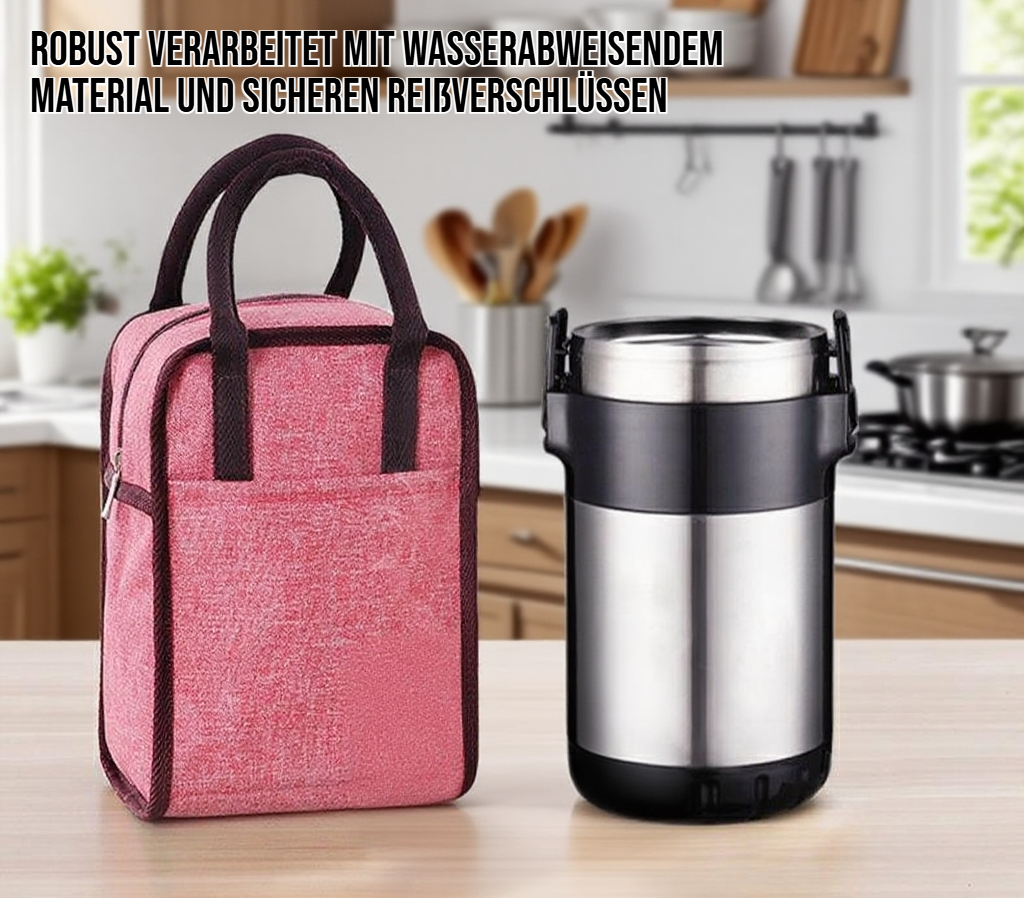 Detailansicht des isolierten Innenraums der Essen Box Tasche