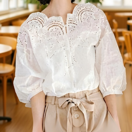 レディースオフショルダーブラウス、ユニークなデザイン、Vネック