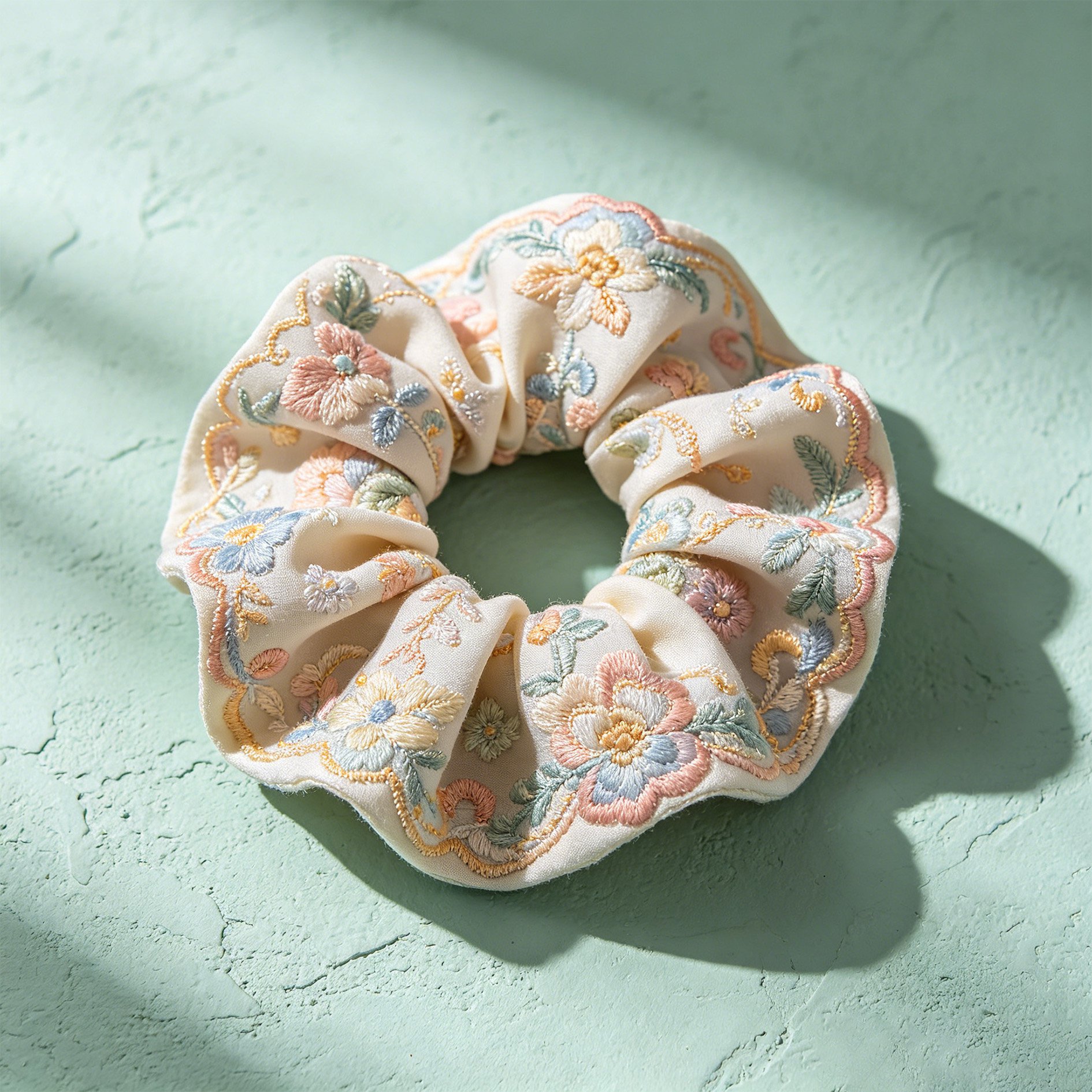 Embroidered Fabric Hair Ties (Pack of 10)