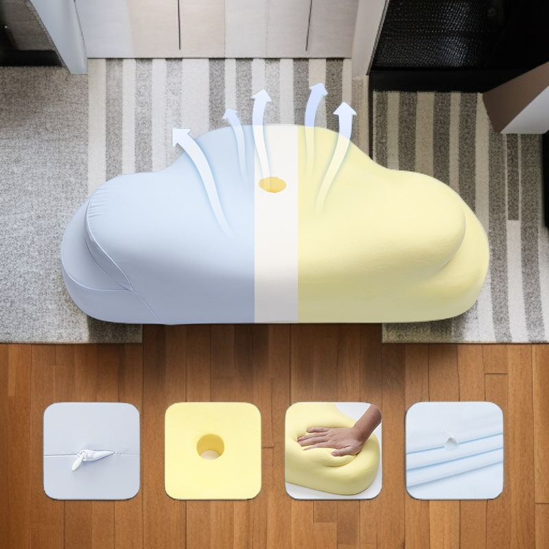 高透氣性記憶棉枕頭材質展示