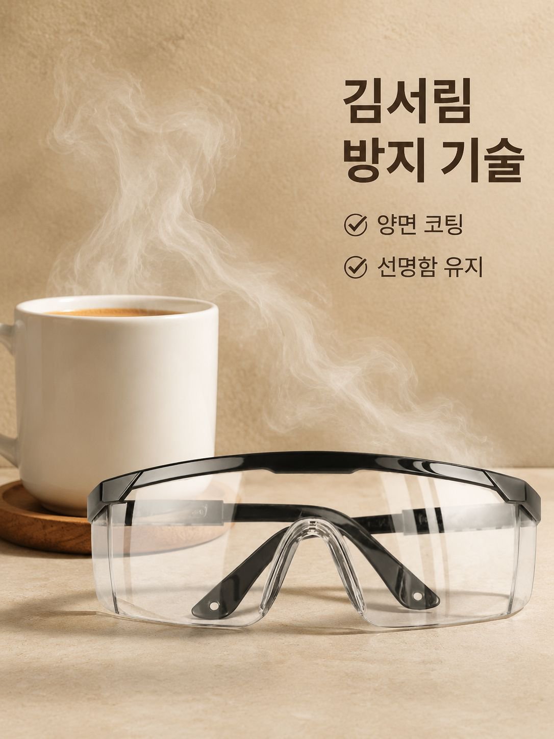 김서림 없는 고화질 렌즈의 보호안경 착용 모습