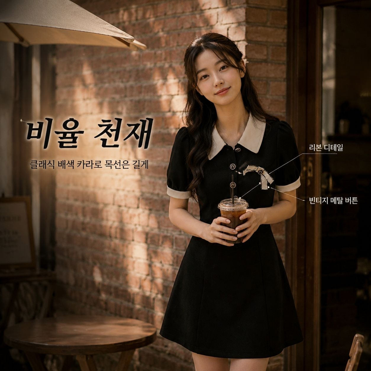 자녀 블랙 A라인 스커트 원피스
