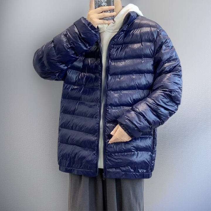 سترة مبطنة شتوية رجالية بمقاس كبير وياقة واقفة