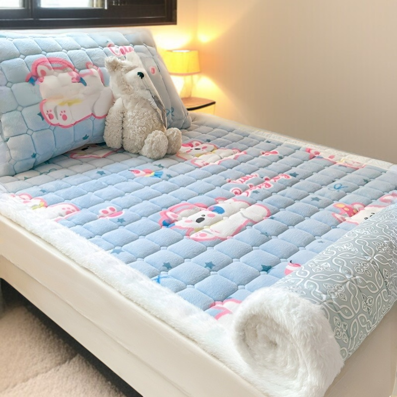 밀키드 두꺼운 매트 이불 침실 싱글 쿠션 세탁기 침대 시트 학생 기숙사 요