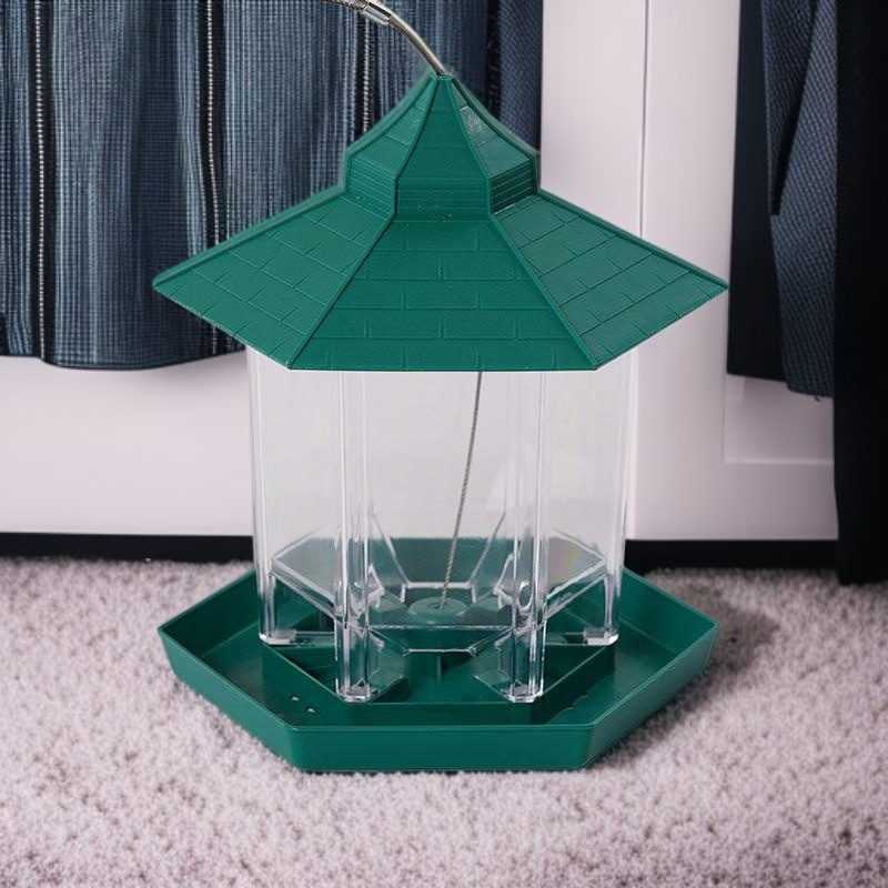 Jaula alimentadora de aves estilo pabellón verde