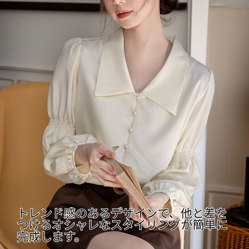 フレンチレトロ 早春 個性派バルーンスリーブシャツ レディース