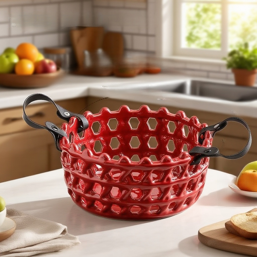 과일을 담은 도자기 바구니 주방 활용