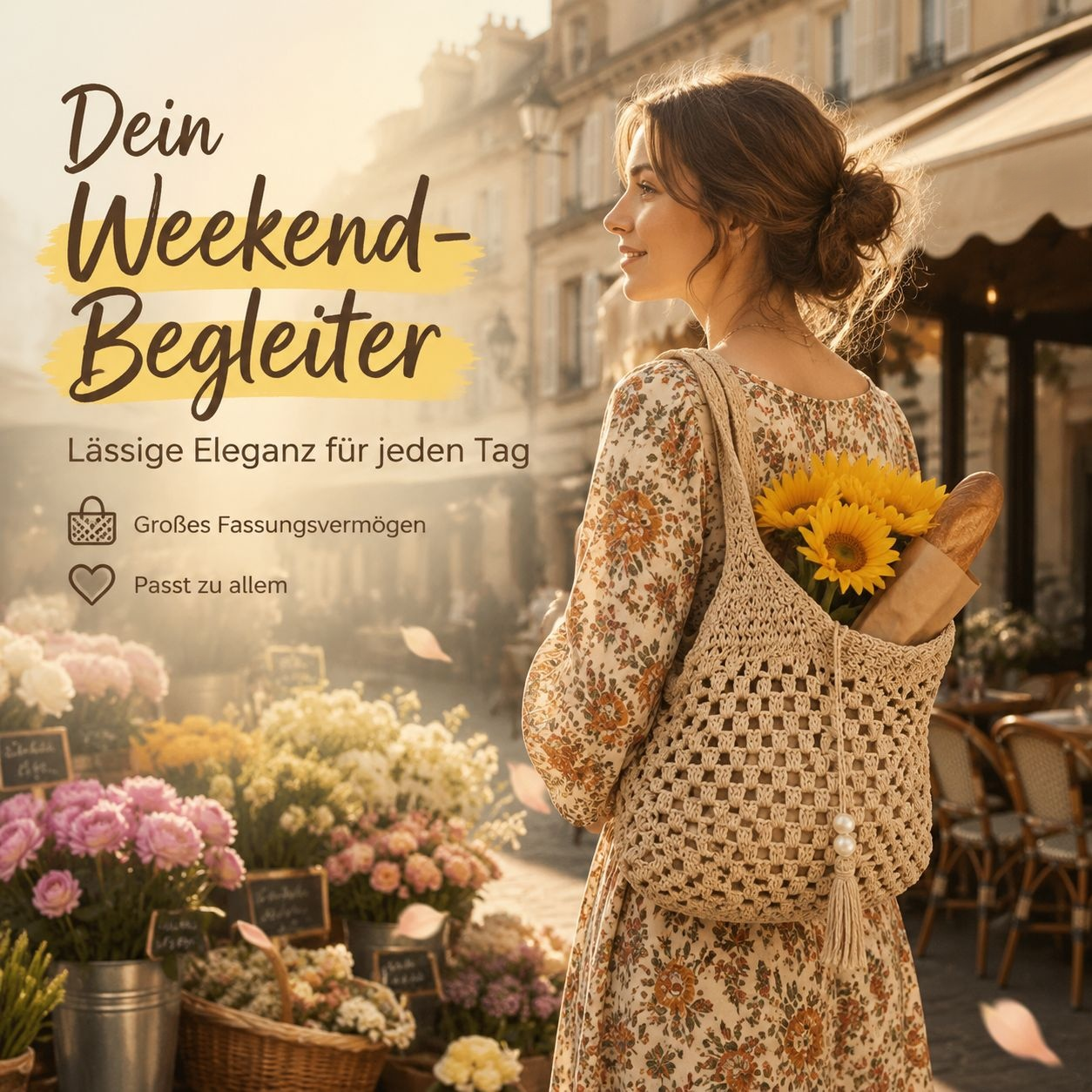 Sommerliche koreanische Flechttasche, lässige Strand-Handtasche für Damen