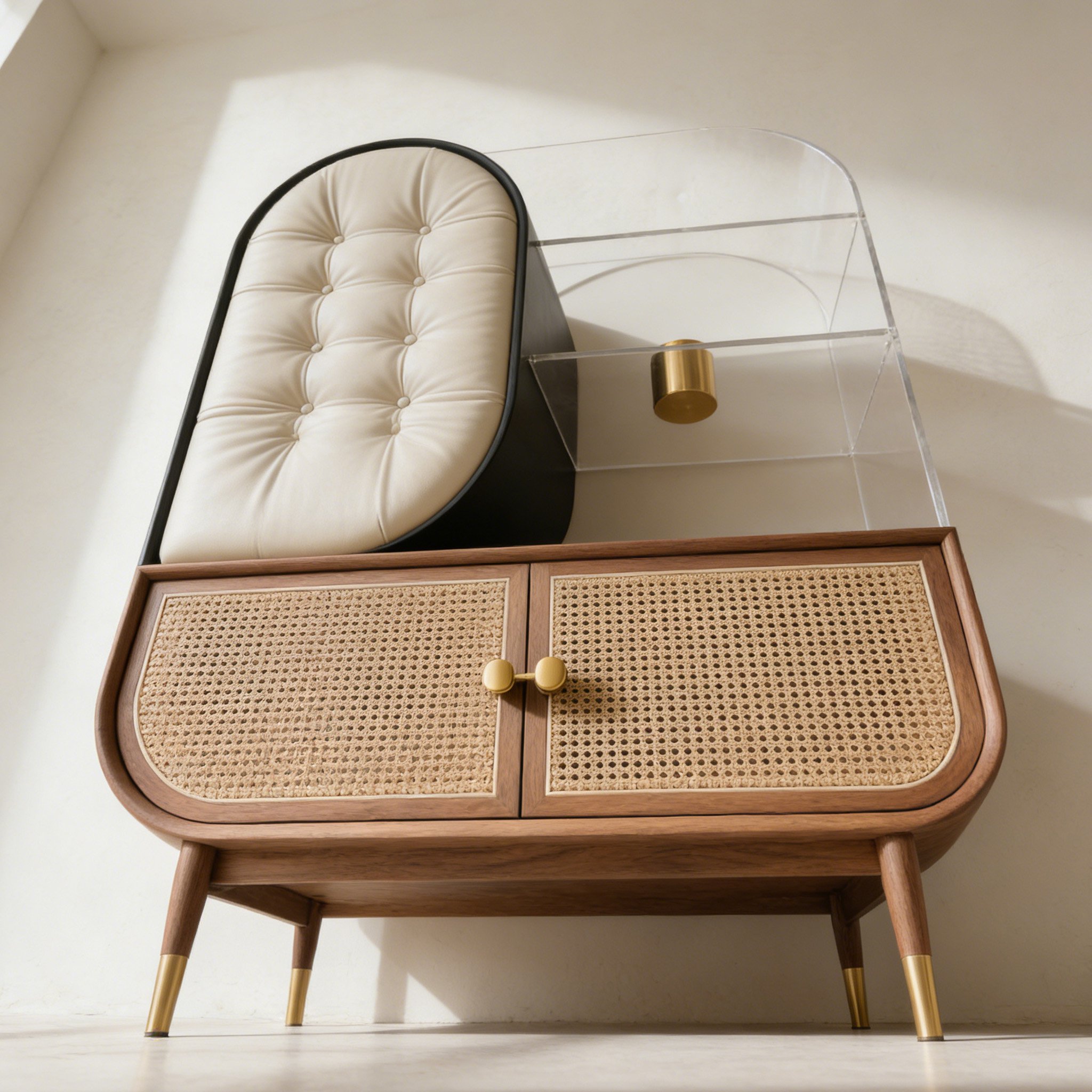 ตู้โชว์หวายและอะคริลิคดีไซน์ทันสมัย