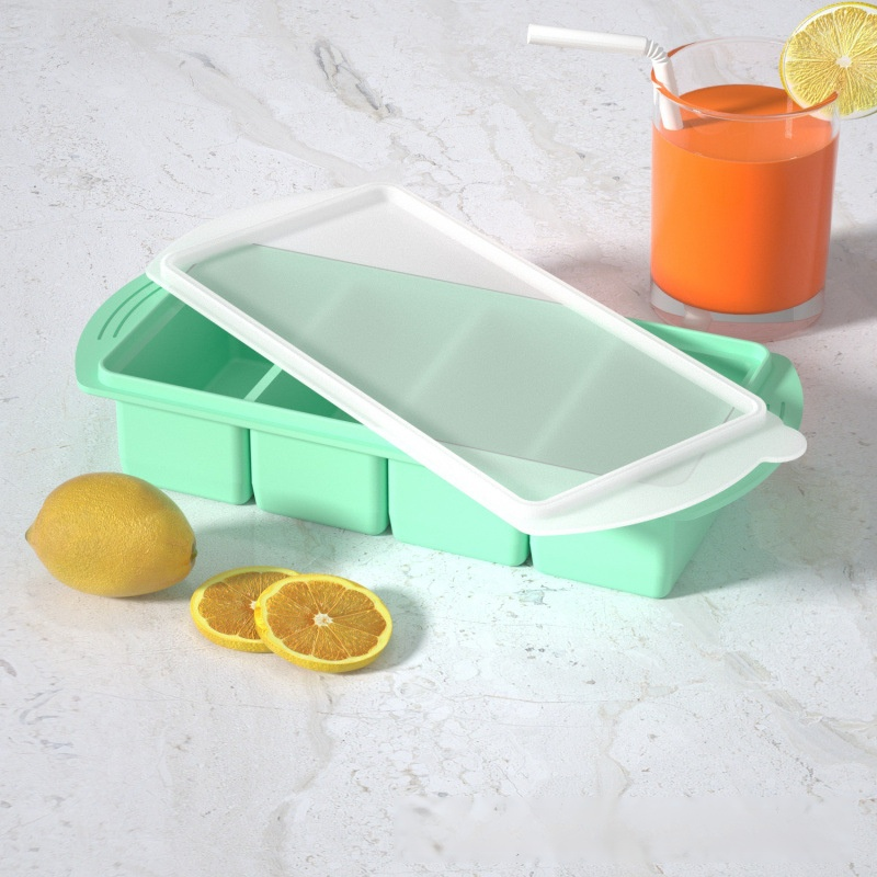 Household 4-Grid Ice Cube Tray with Lid