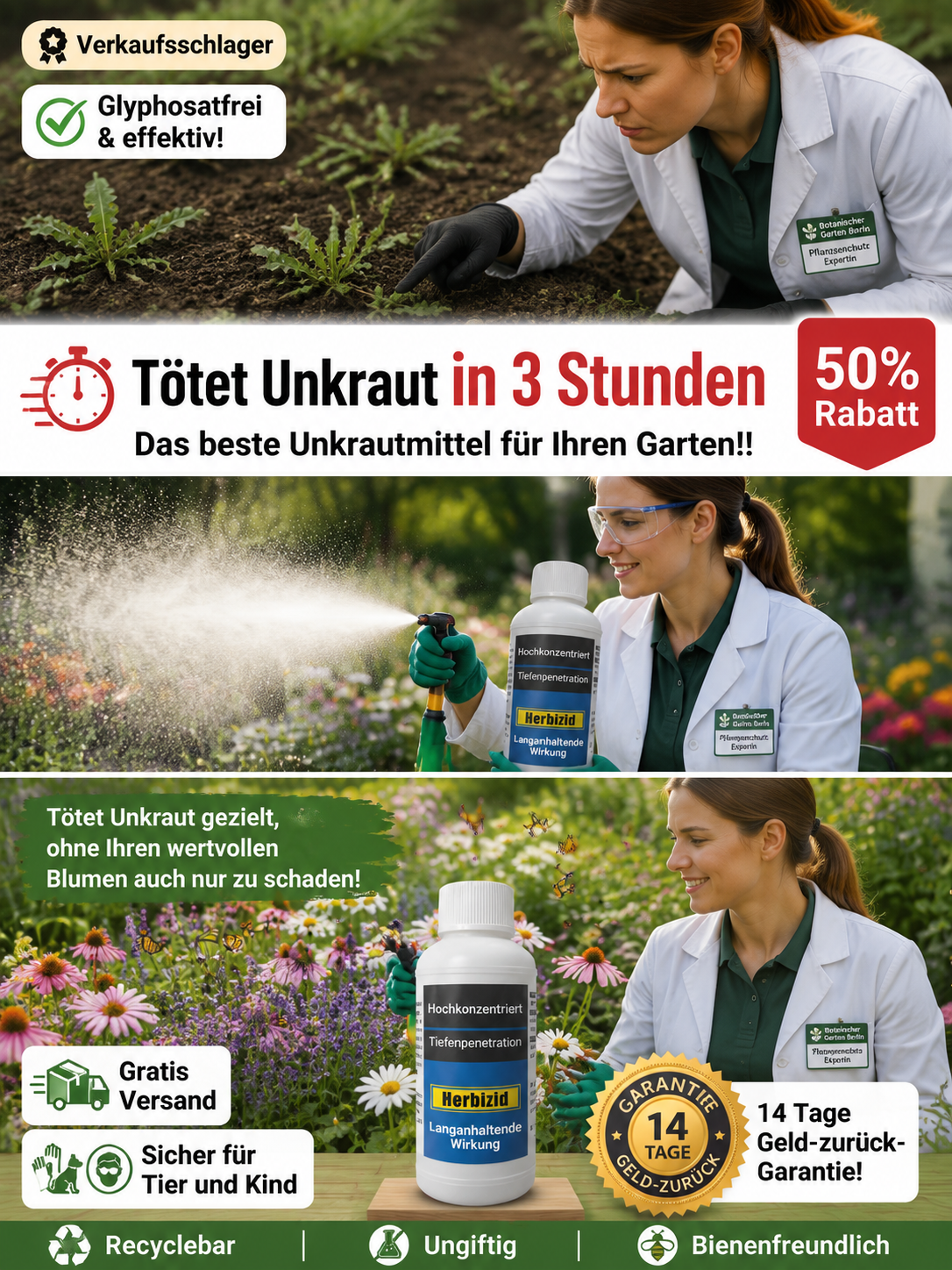【100 Prozent Glyphosatfre】Hohenheim Forschungs-Bio-Unkrautvernichter✨5 Jahr Schutz vor Unkraut✨