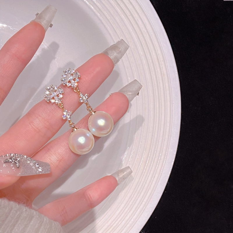 雪花珍珠高級感耳環