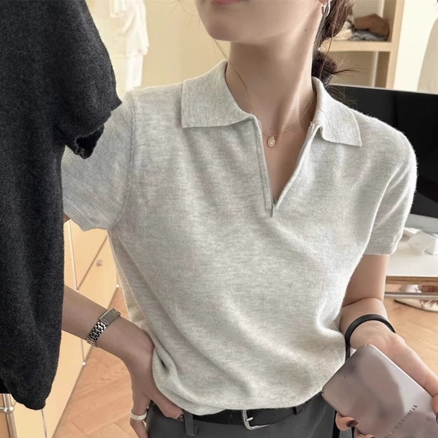 高級感Polo領針織衫女