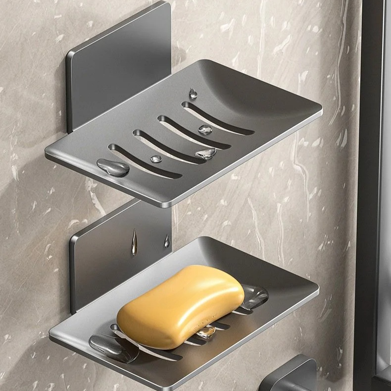 Estante de jabón montado en la pared, porta jabón sin taladro para baño