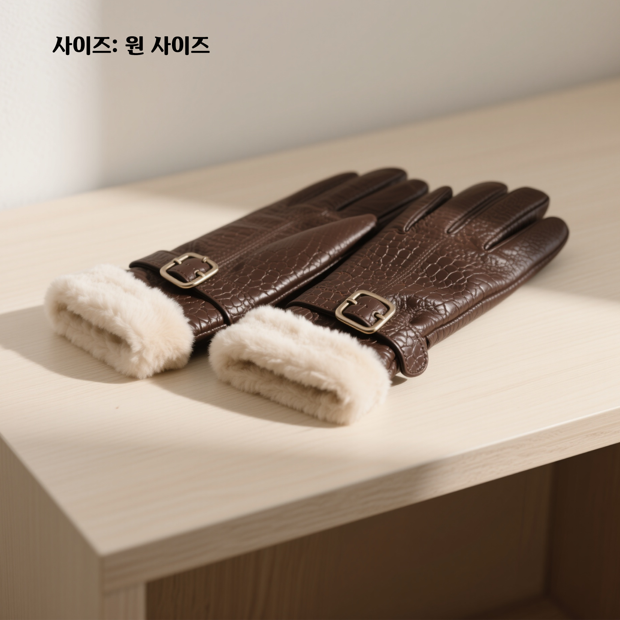 겨울철 따뜻하게 착용 가능한 레더 장갑