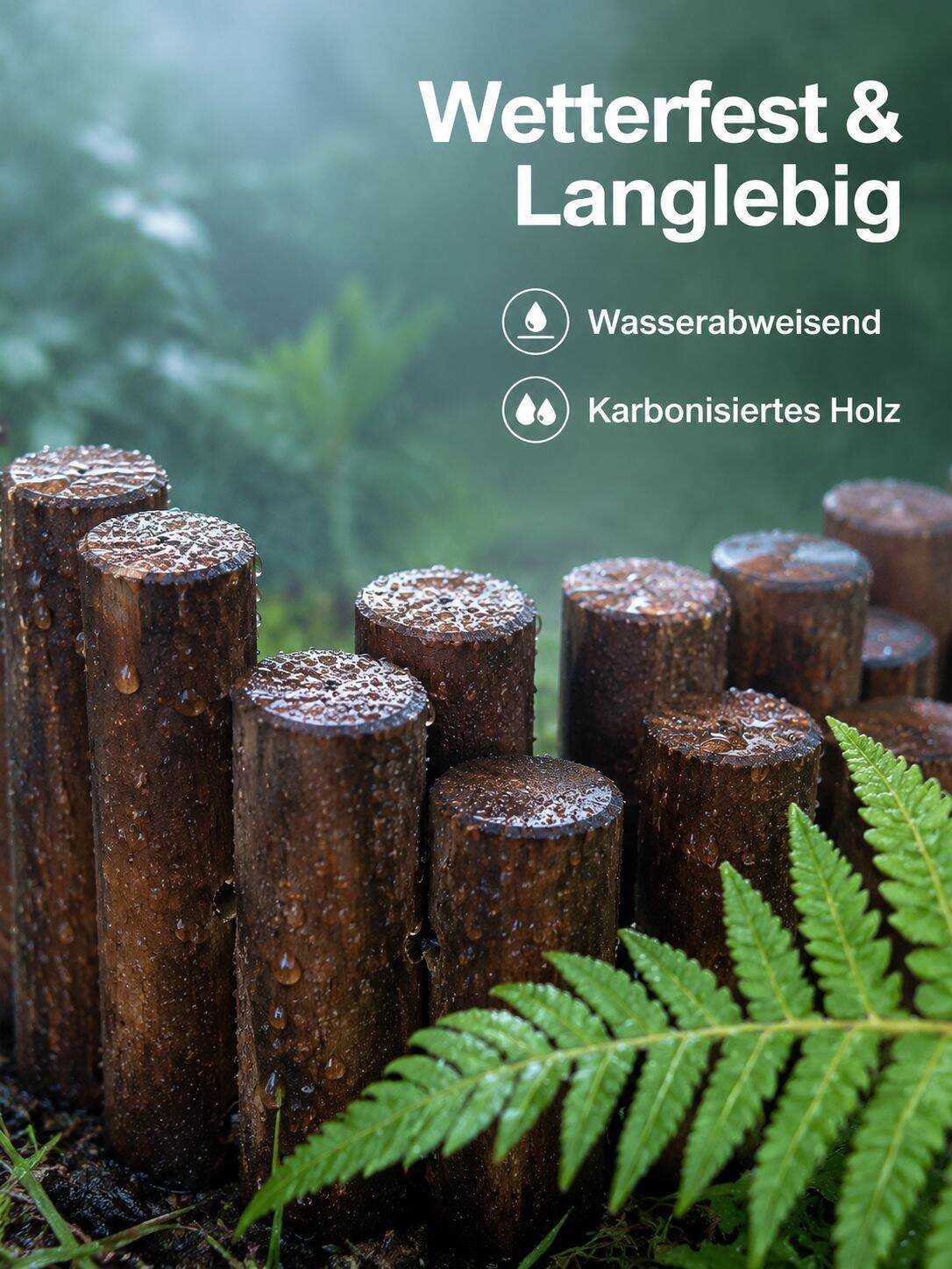 Boden-Zaun aus karbonisiertem, anti-korrosivem Holz für Garten, Hof-Trennwand und Blumenbeete