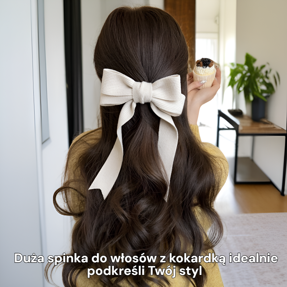 Duża spinka do włosów z kokardką, z miękkiego materiału, w stylu koreańskim, prosta