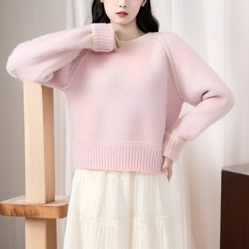 ラウンドネック カラーブロック プルオーバー ニット セーター 韓国風 ファッショナブル デザイン 長袖 セーター トップス ゆったり フィット 快適 暖かく 防寒