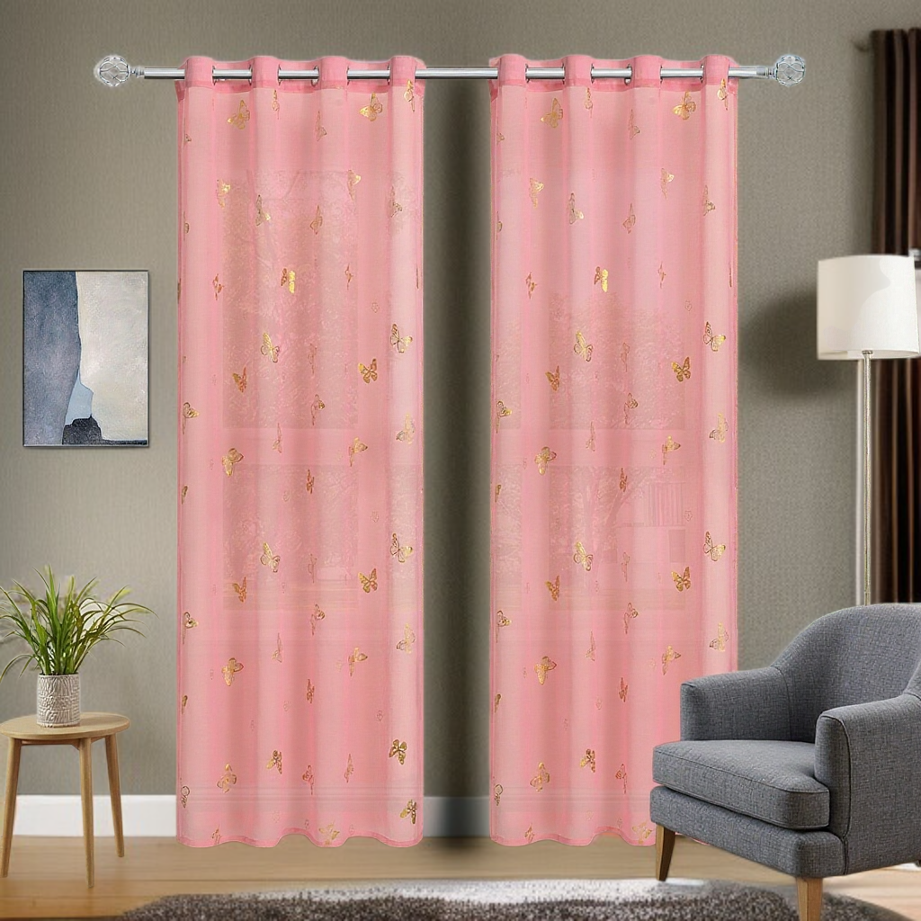 燙金蝴蝶打孔窗紗成品窗簾遮光