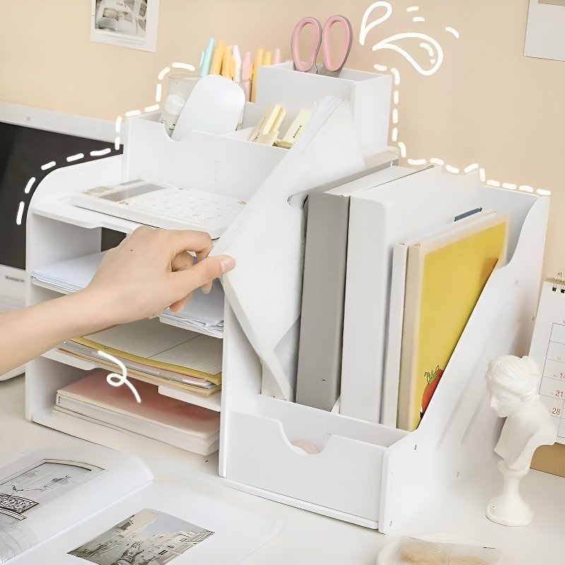 ชั้นวางเอกสารแบบตั้งตรงสำหรับสำนักงาน กล่องเก็บของอเนกประสงค์