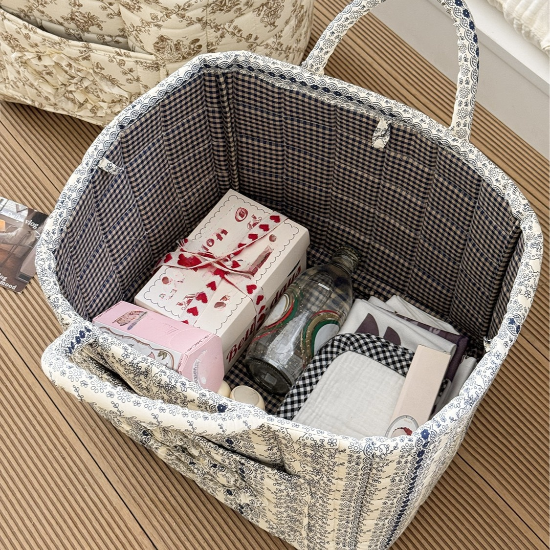  Tragbarer Aufbewahrungskorb aus Rattan für Snacks und Blumen