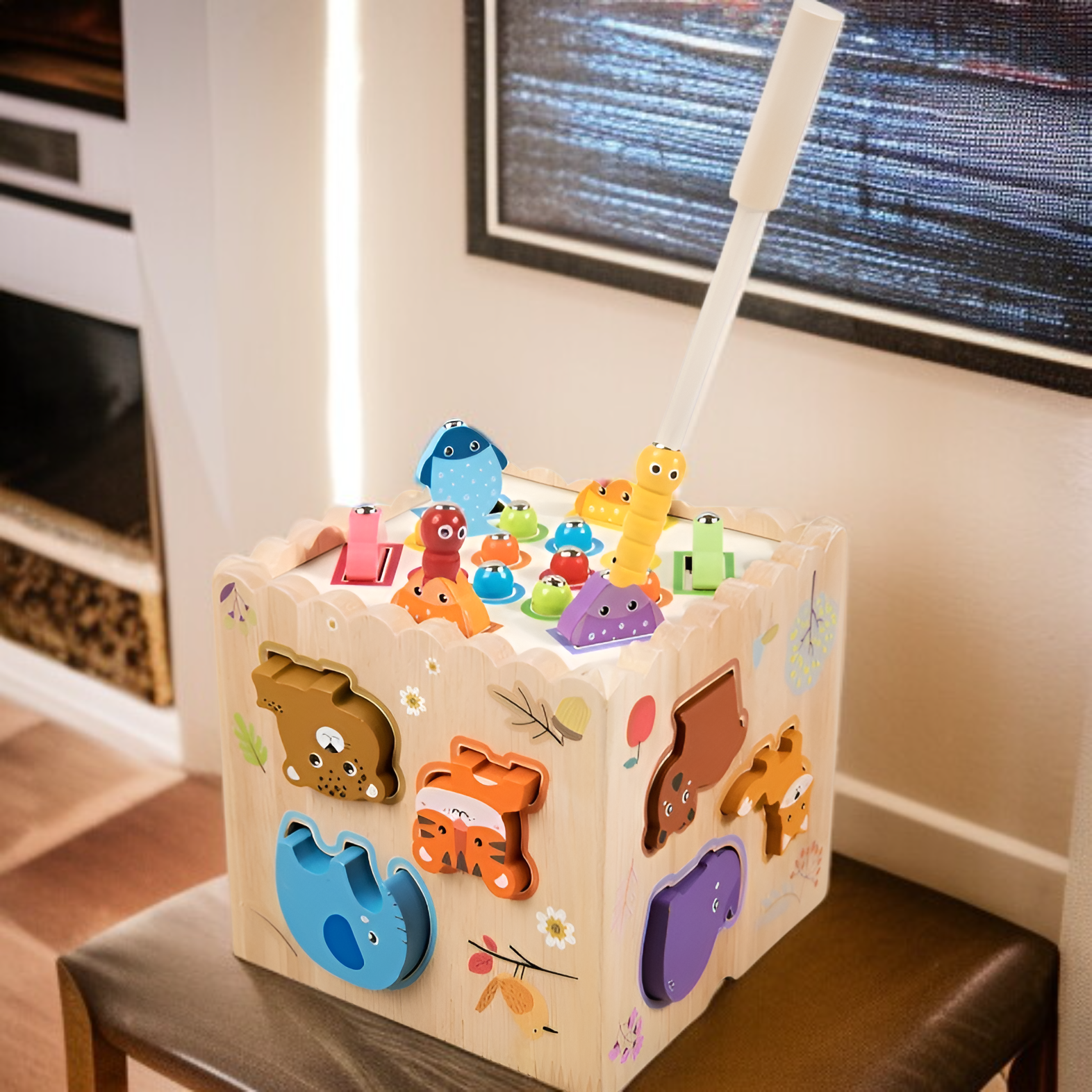  다기능 어린이 목재 퍼즐 블록 8-in-1 조립 완구