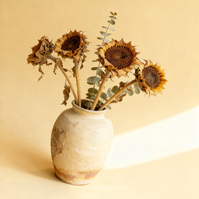 ハンドメイド花瓶アレンジメントセット（瓶＋4本の花）