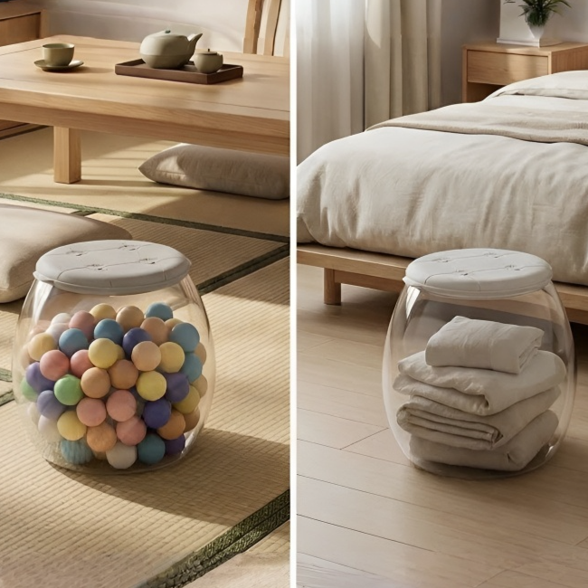 多機能透明収納スツール