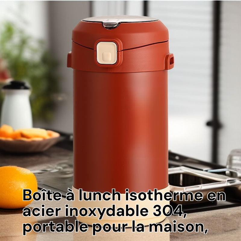 Boîte à lunch isotherme portable en acier inoxydable 304, idéale pour étudiants et travailleurs
