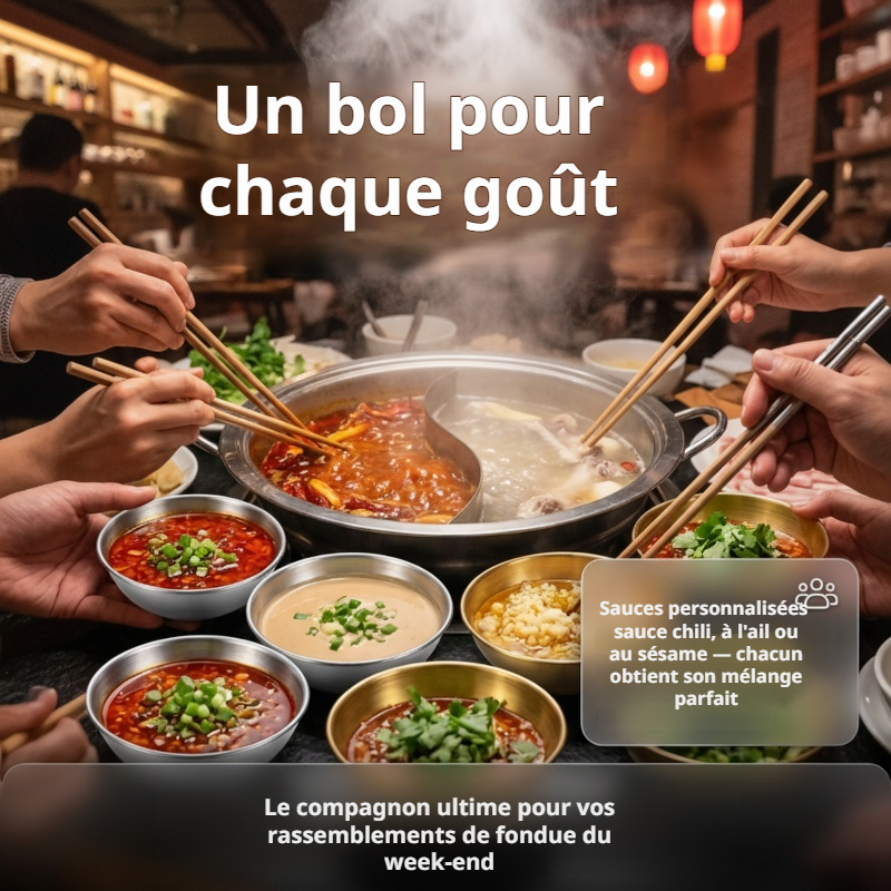 Bol à assaisonnement rond en acier inoxydable, mini bol à sauce soja