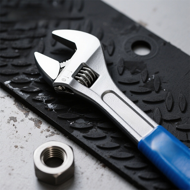 Llave inglesa ajustable de boca ancha y mango corto