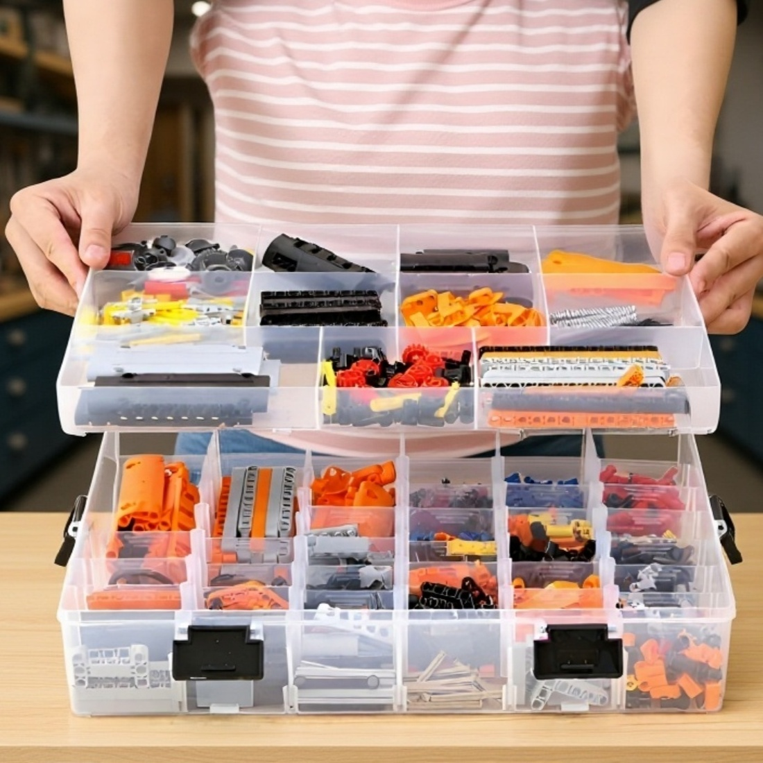 صندوق تخزين شفاف بسعة كبيرة للأغراض المنزلية