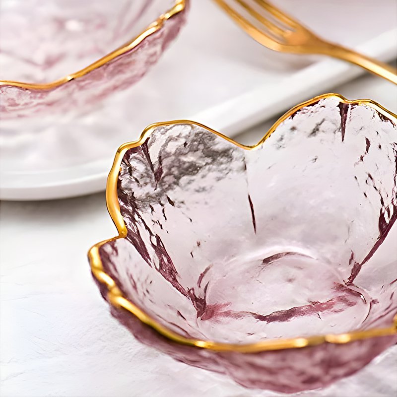Plato de vidrio de tazón de ensalada en forma de cerezo