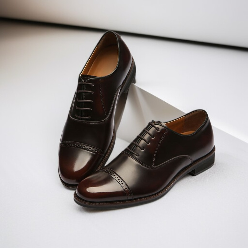 حذاء جلد رجالي للأعمال بنعل ناعم، ثلاث وصلات، أسود، مناسب للمقابلات والتصوير، كاجوال للشباب